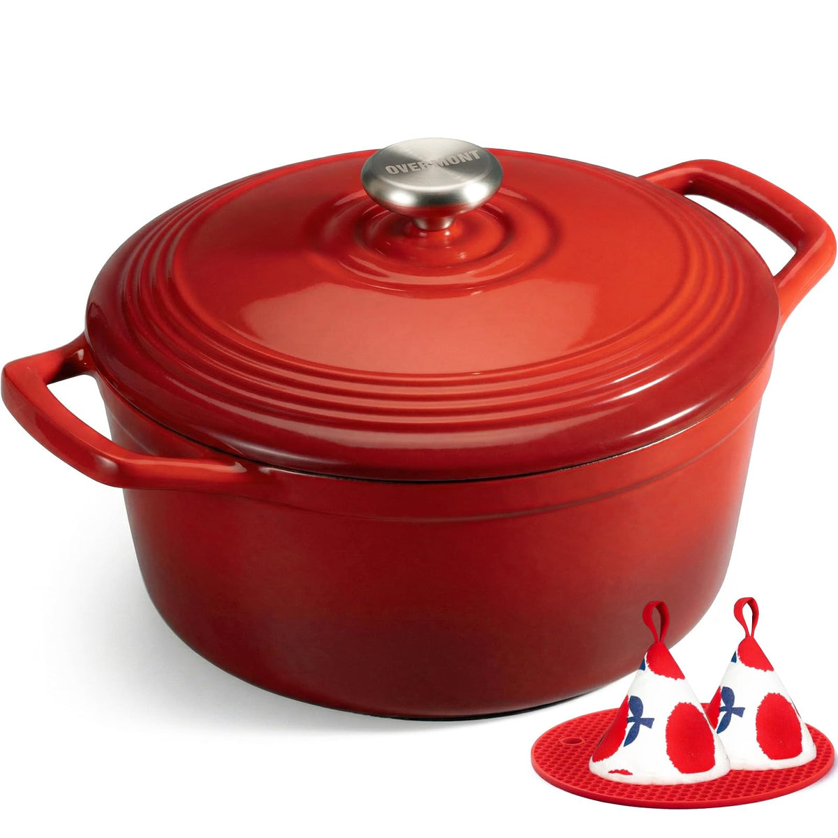Overmont 5.5-Qt Enameled Cast Iron Dutch Oven with Lid