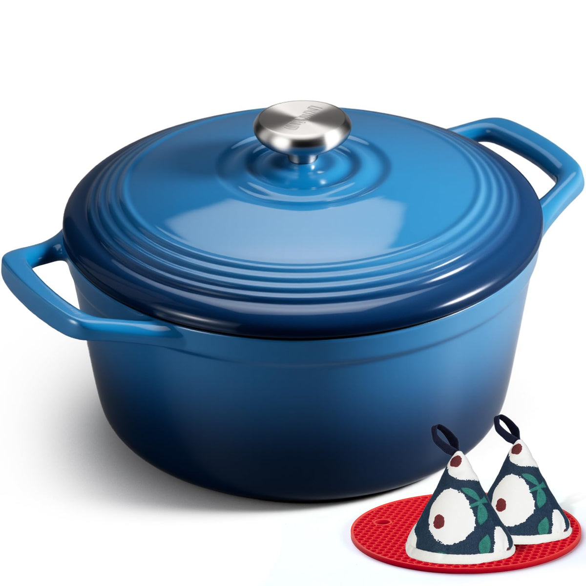 Overmont 5.5-Qt Enameled Cast Iron Dutch Oven with Lid