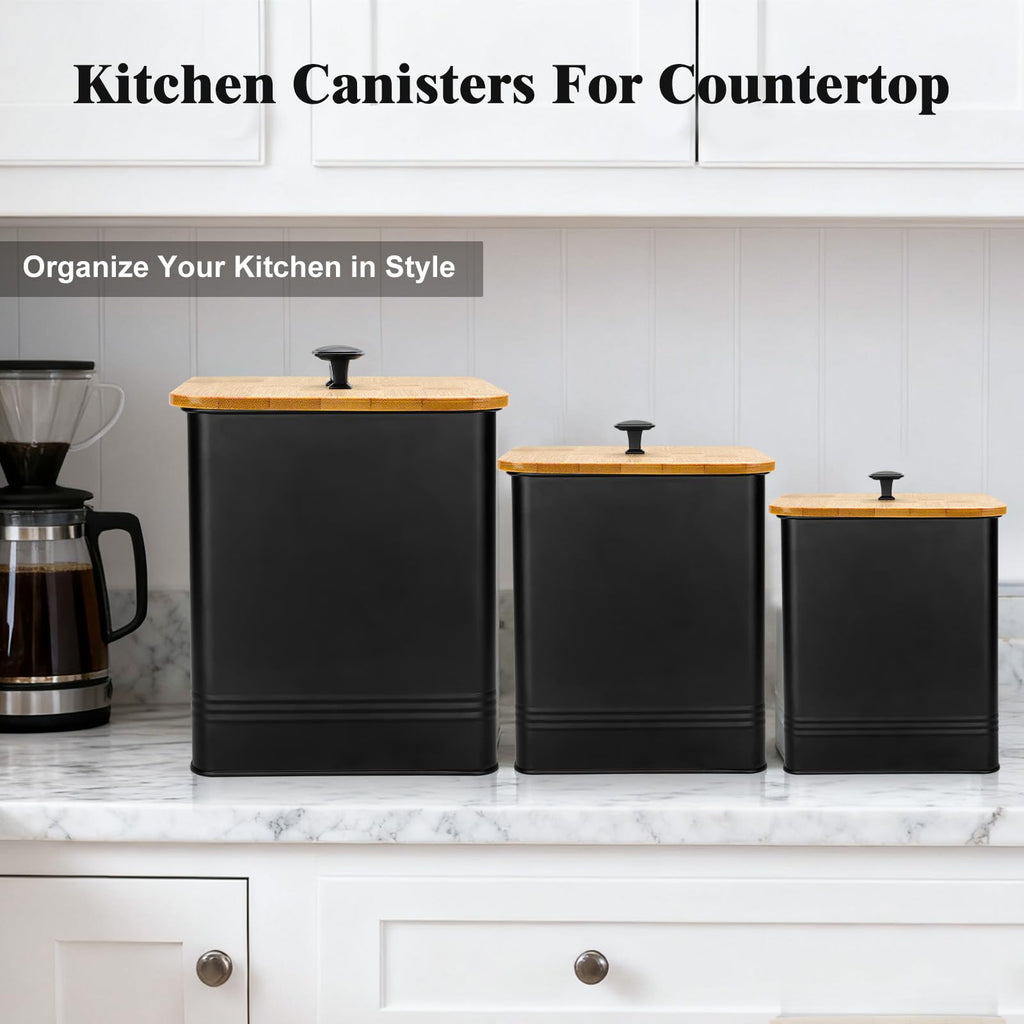 LUKMILEE Airtight Kitchen Canister Set with Chalkboard Labels