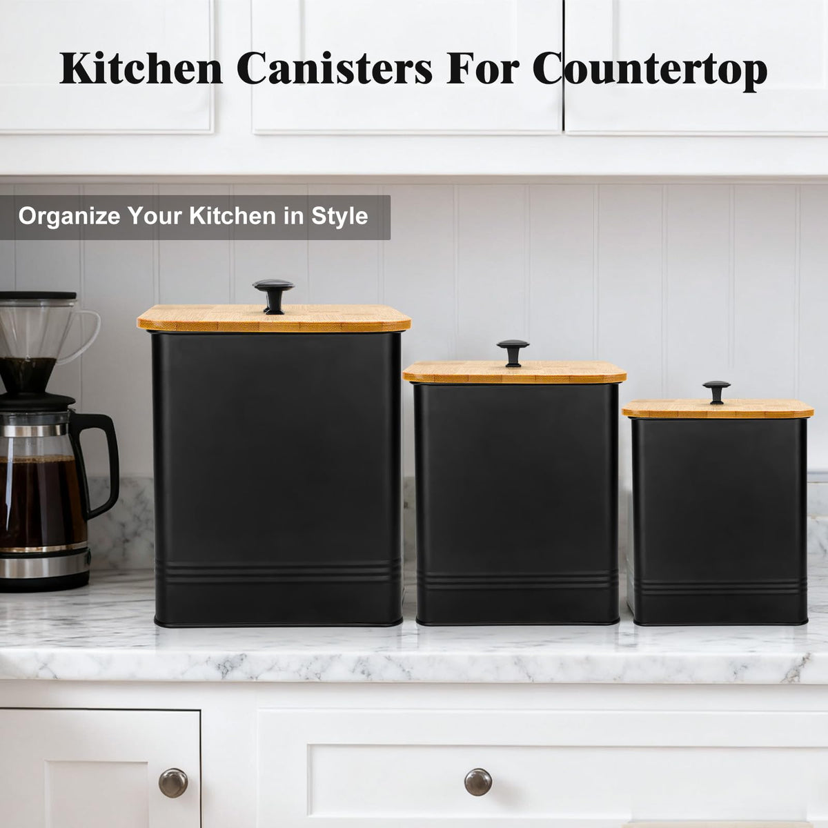 LUKMILEE Airtight Kitchen Canister Set with Chalkboard Labels