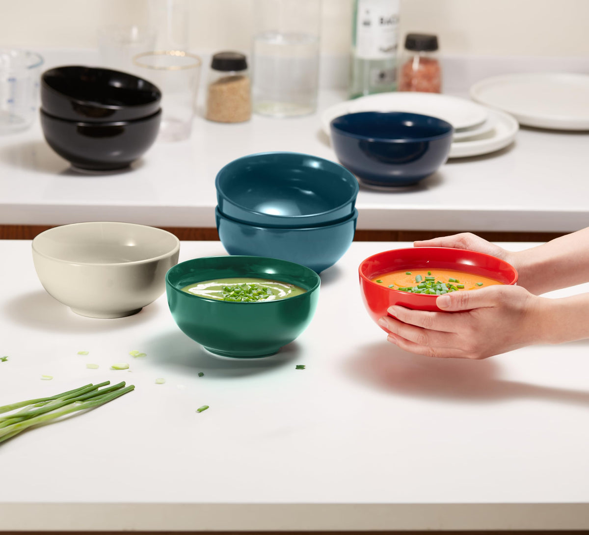 KooK Deep Porcelain Soup & Cereal Bowls for Everyday Dining