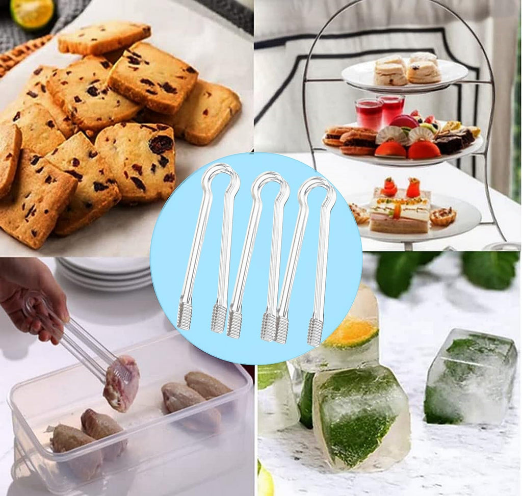 12-Piece Clear Plastic Ladle & Tongs Serving Set