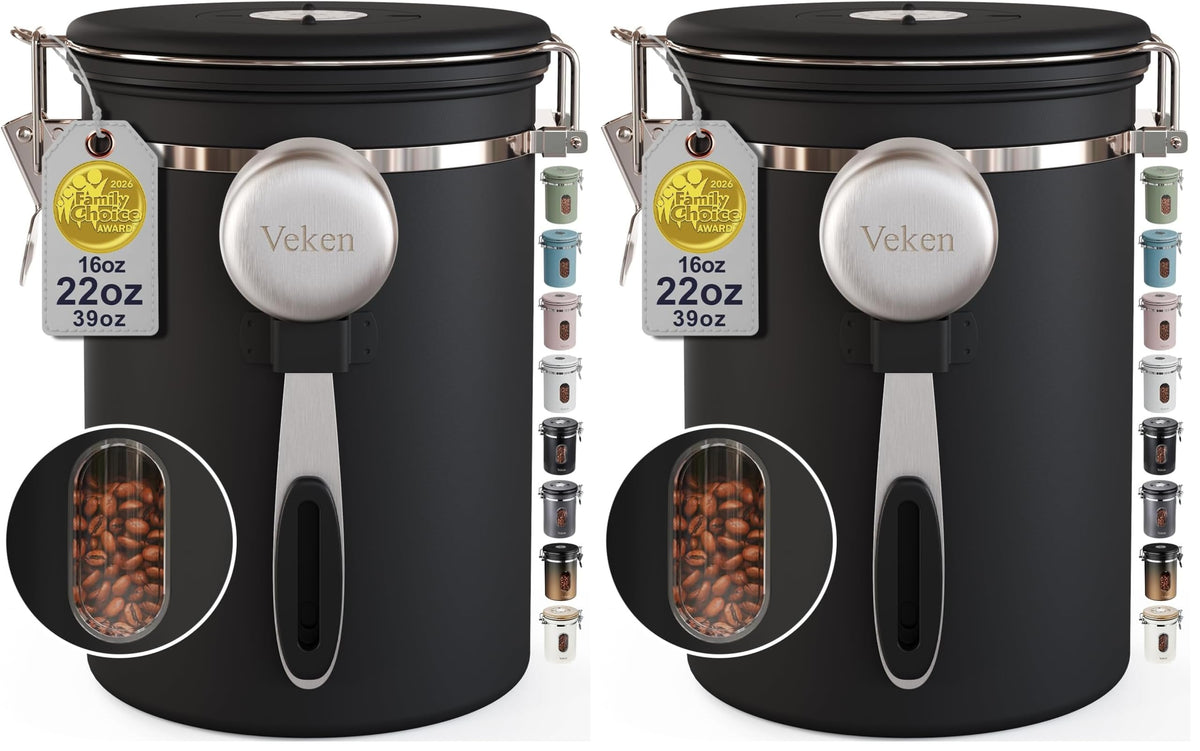 Veken Airtight Stainless Steel Coffee Canister with Scoop