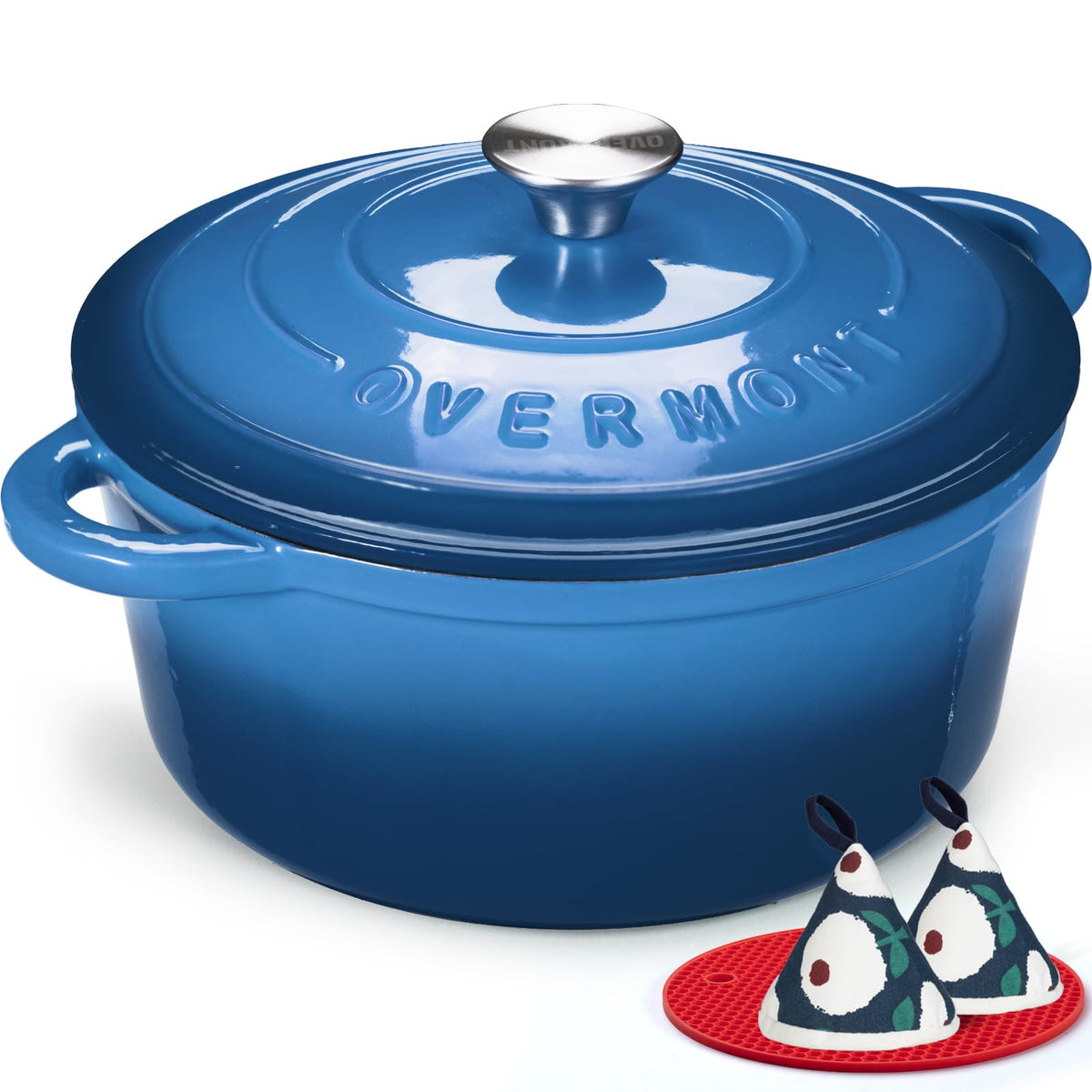 Overmont 5.5-Qt Enameled Cast Iron Dutch Oven with Lid