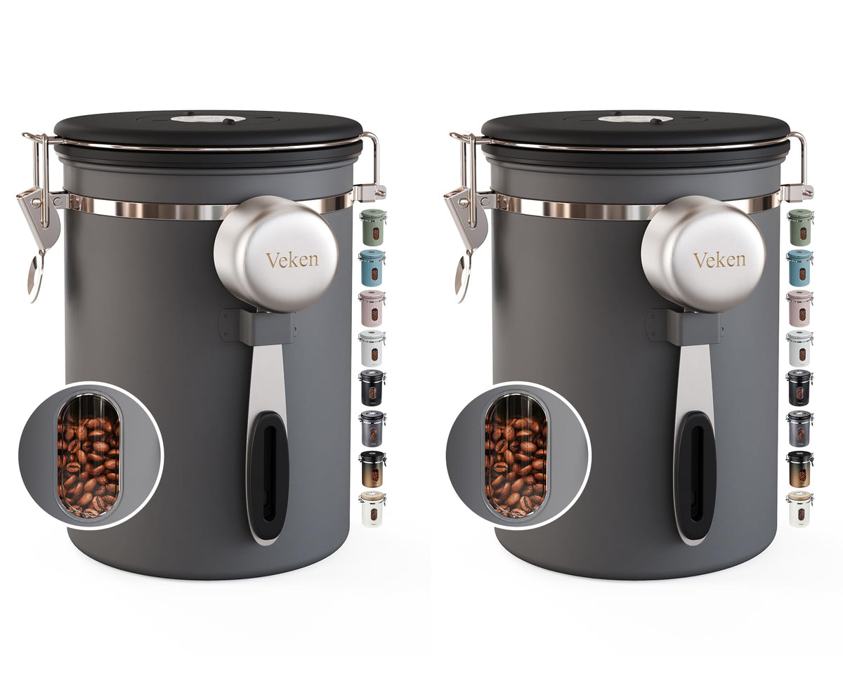 Veken Airtight Stainless Steel Coffee Canister with Scoop