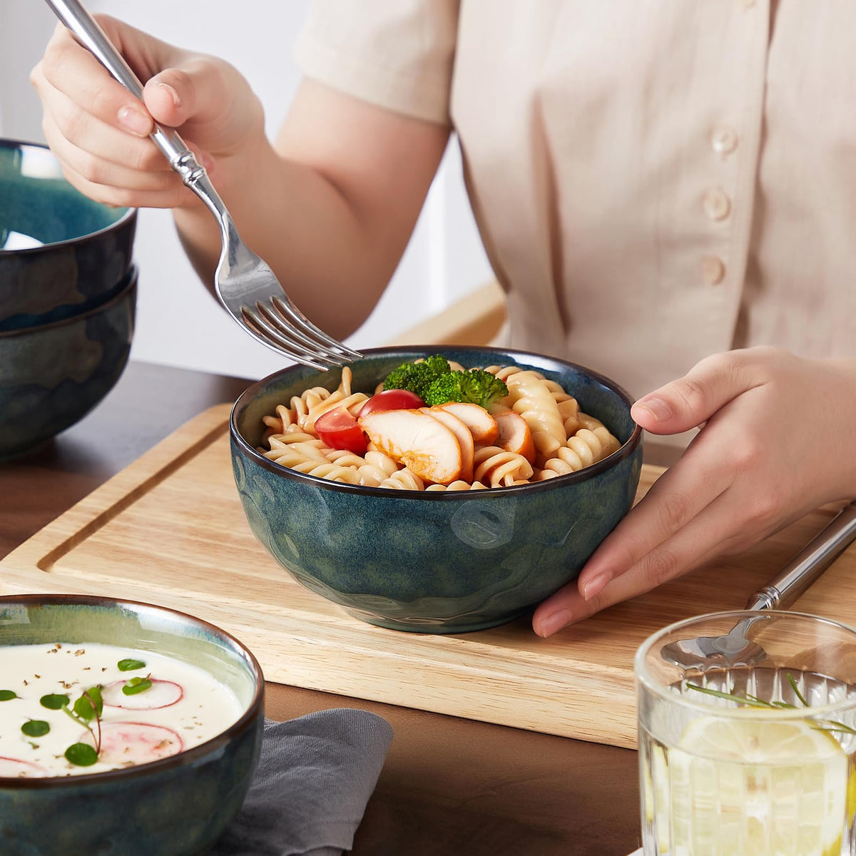 vancasso Starry 24 oz Porcelain Pasta & Cereal Bowls, Set of 4