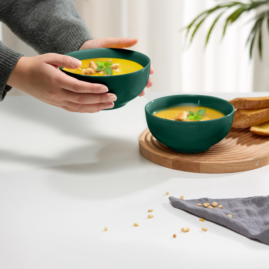 KooK Deep Porcelain Soup & Cereal Bowls for Everyday Dining