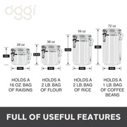 Oggi Airtight Clear Canister Set with Clamp Lids