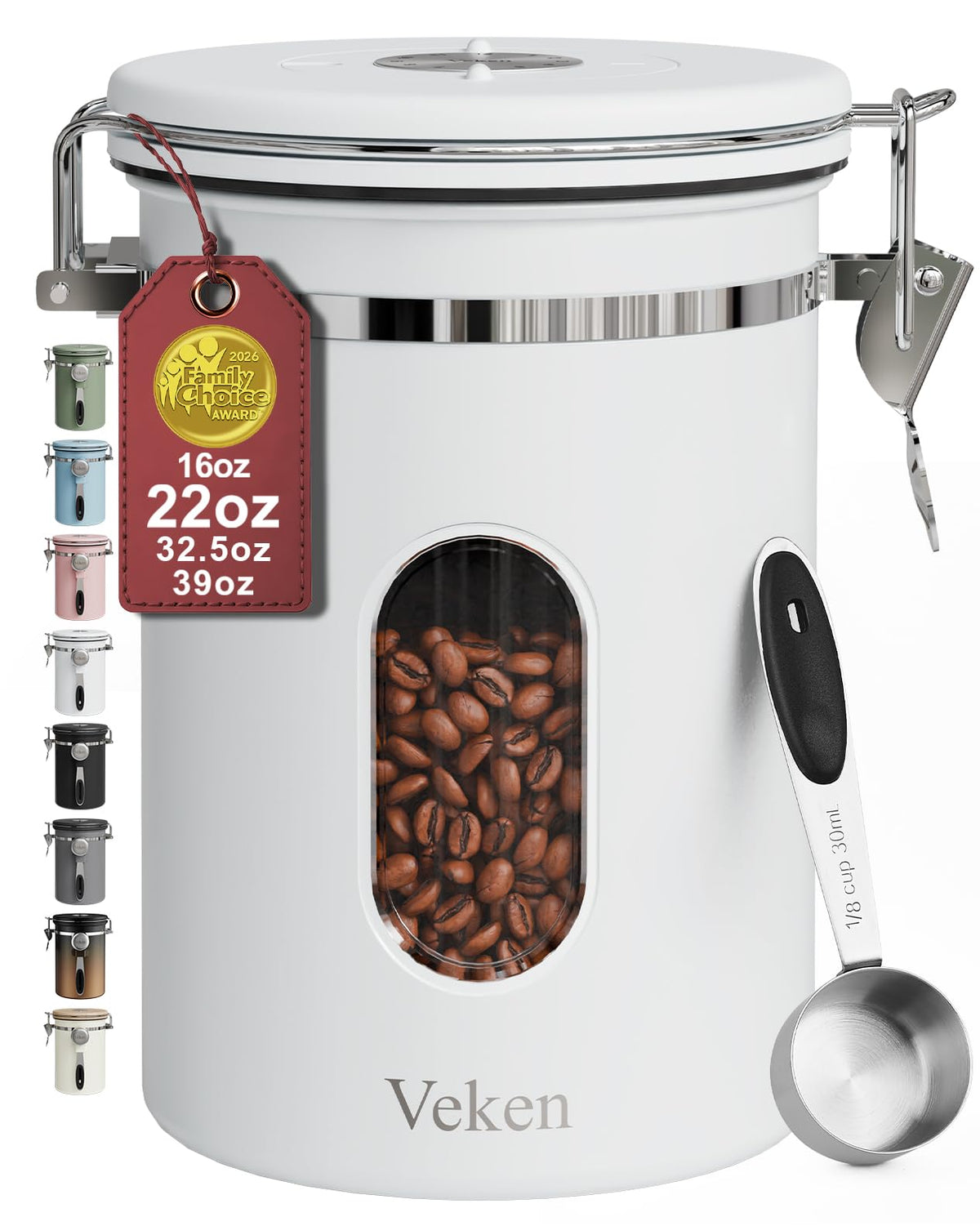 Veken Airtight Stainless Steel Coffee Canister with Scoop