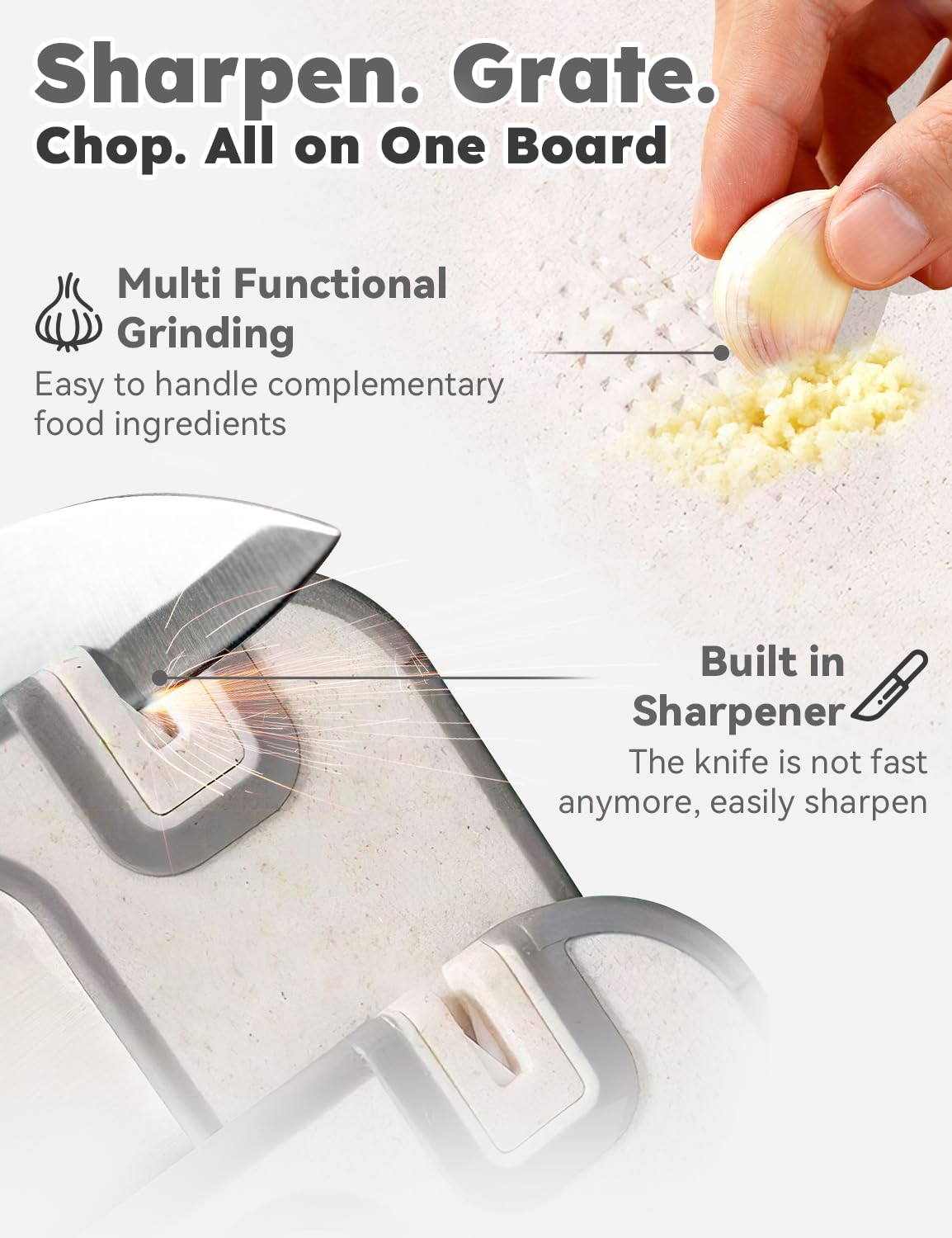 TIBO Titanium Cutting Board with Built-In Knife Sharpener