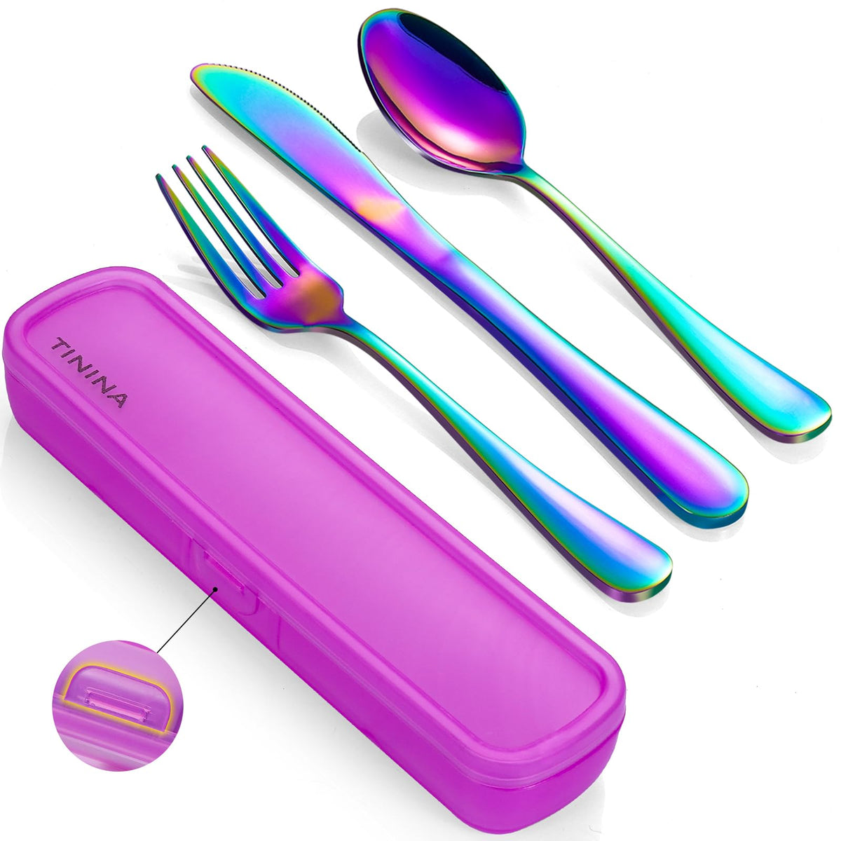 Portable Stainless Steel Camping Flatware Set with Case