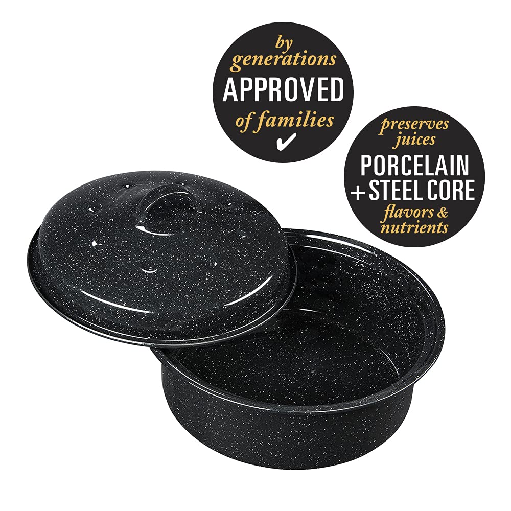 Granite Ware 18-Inch Oval Enamel Roaster with Lid & Rack