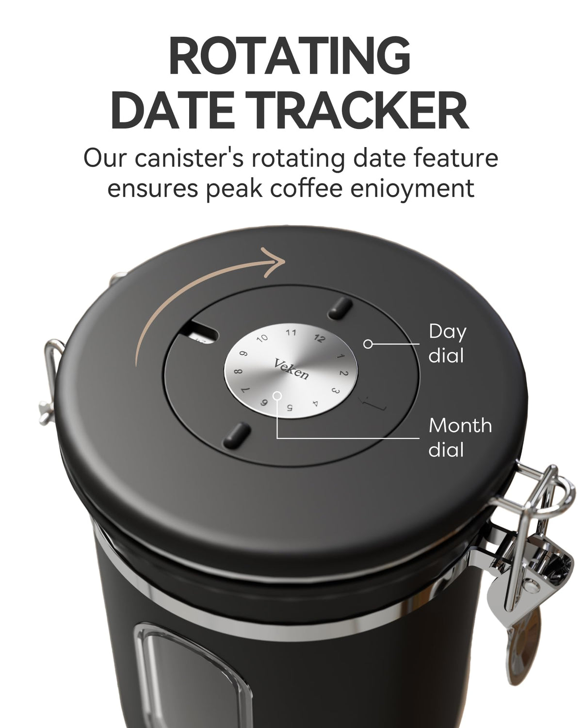 Veken Airtight Stainless Steel Coffee Canister with Scoop