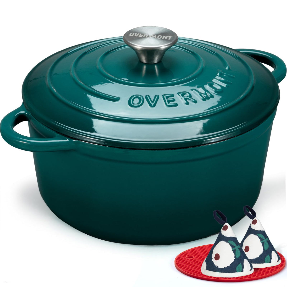 Overmont 5.5-Qt Enameled Cast Iron Dutch Oven with Lid