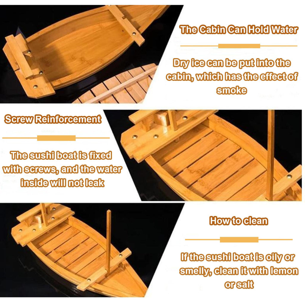 Wooden Sushi Boat Serving Tray for Sashimi & Appetizers