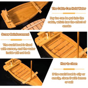 Wooden Sushi Boat Serving Tray for Sashimi & Appetizers
