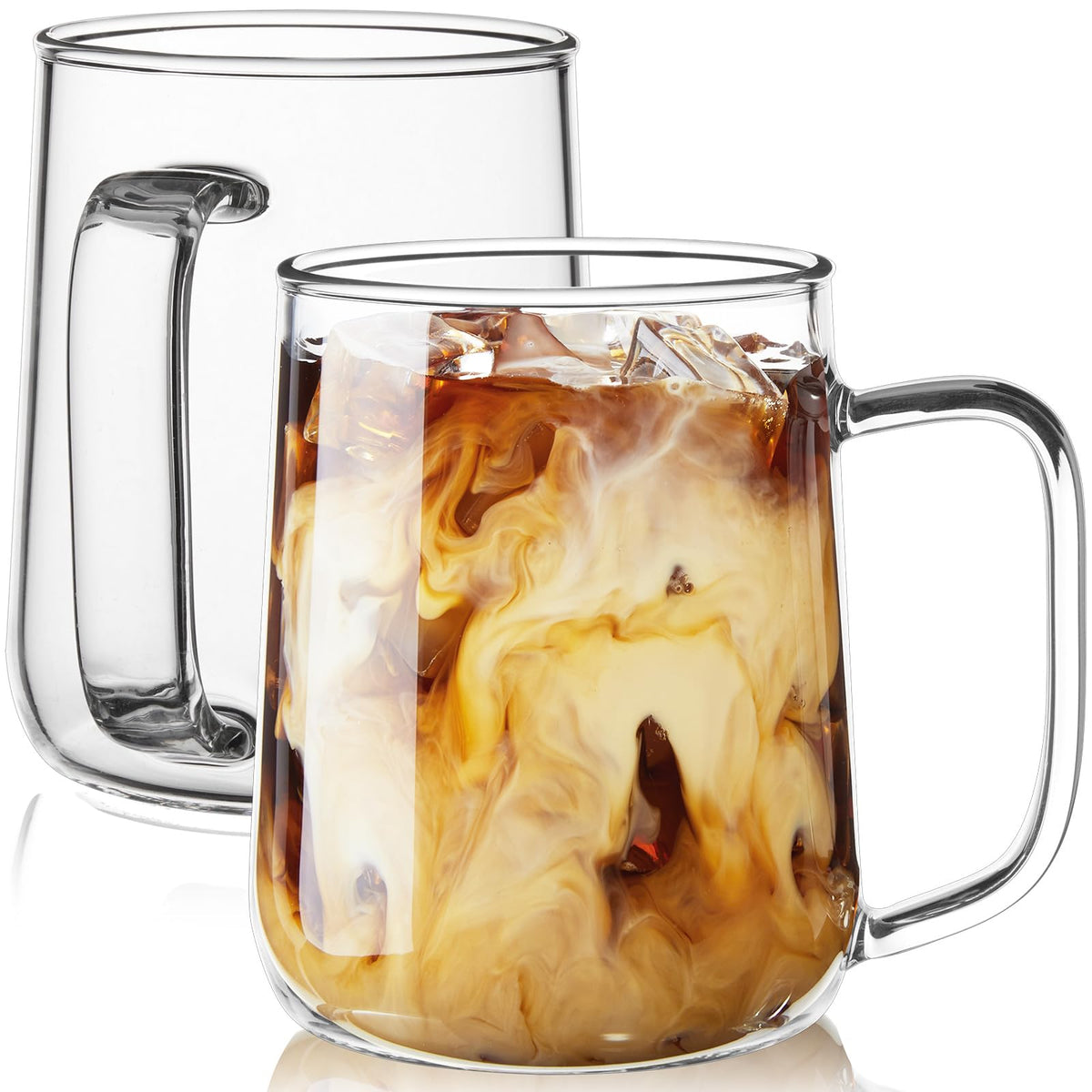 ZMZKKLL Clear Glass Coffee Mugs for Hot & Cold Drinks