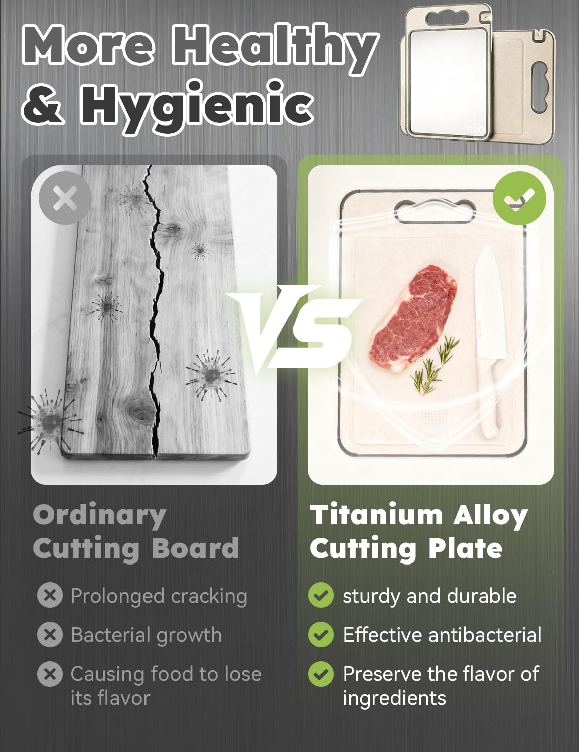 TIBO Titanium Cutting Board with Built-In Knife Sharpener