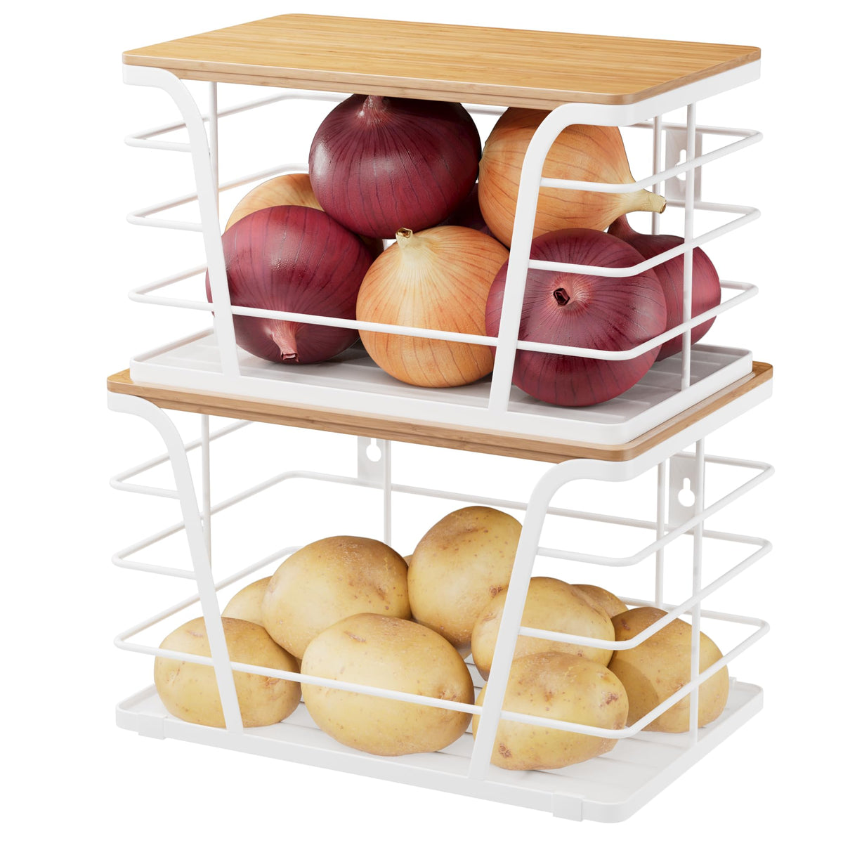 TIDIIABODE Stackable Pantry Storage Bins, 2-Pack