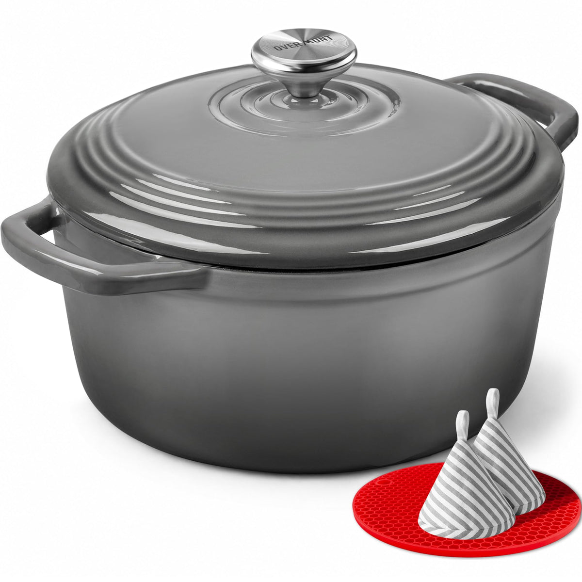 Overmont 5.5-Qt Enameled Cast Iron Dutch Oven with Lid