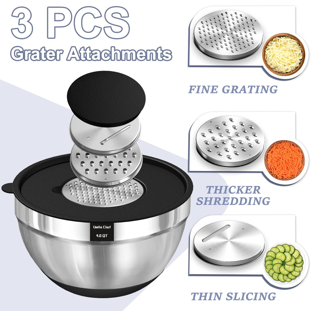 Umite Chef Mixing Bowls with Airtight Lids Set