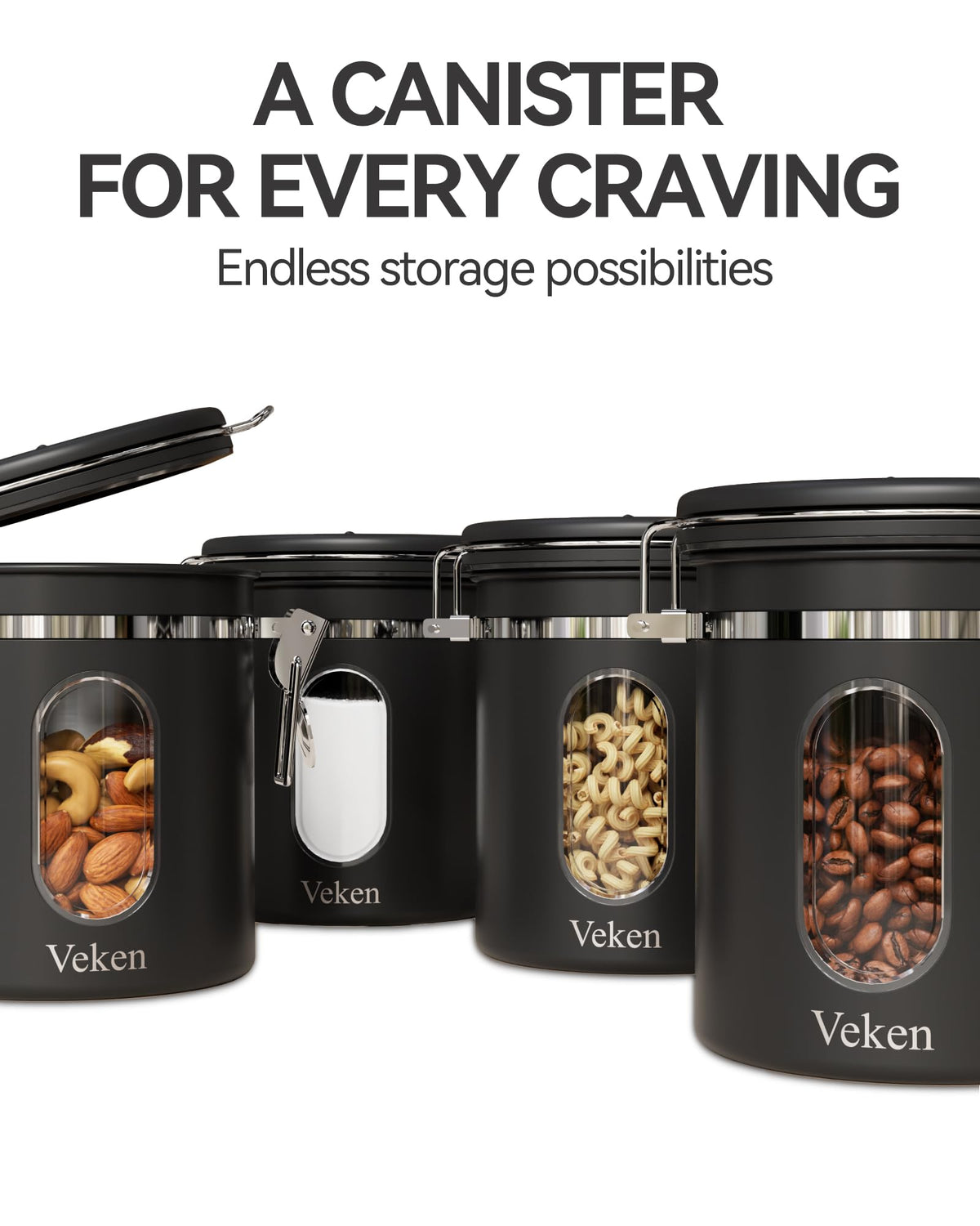 Veken Airtight Stainless Steel Coffee Canister with Scoop