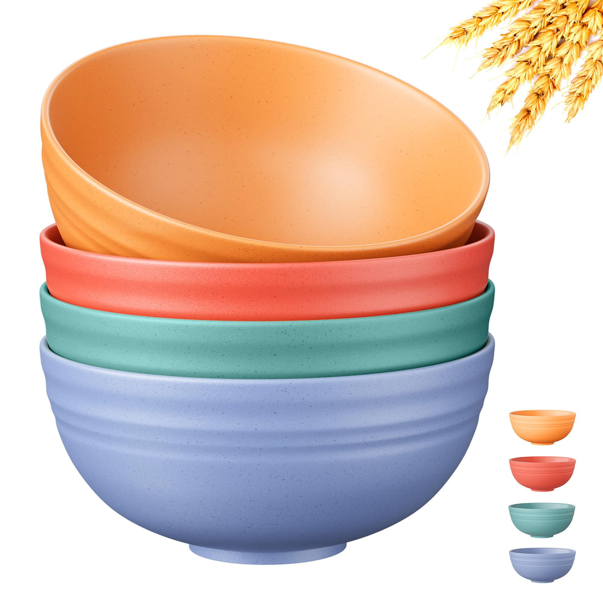 Quatish Unbreakable Wheat Straw Cereal Bowls Set