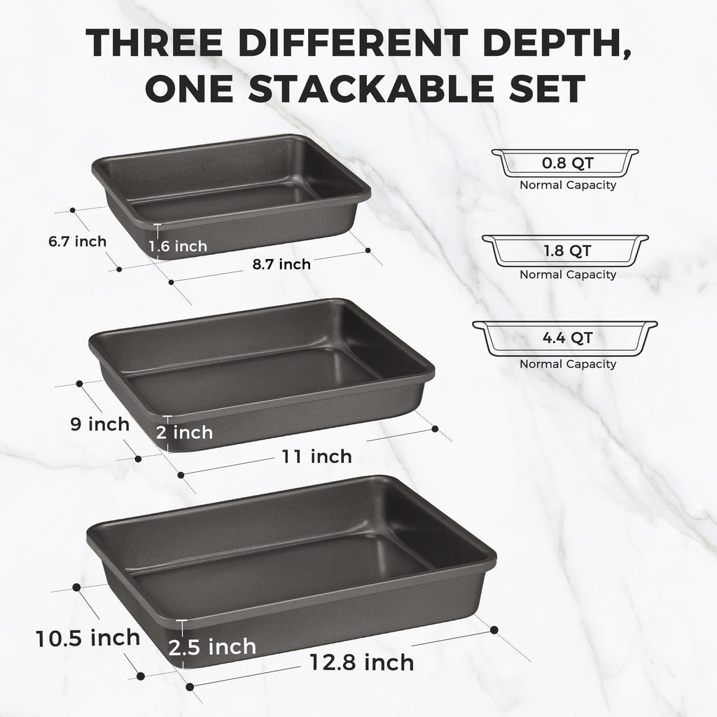 HONGBAKE Deep Nonstick Baking Pan Set for Oven Cooking