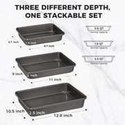 HONGBAKE Deep Nonstick Baking Pan Set for Oven Cooking