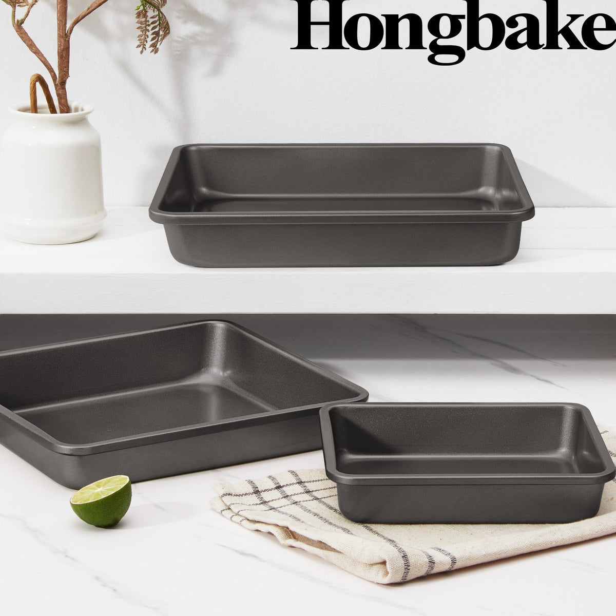 HONGBAKE Deep Nonstick Baking Pan Set for Oven Cooking