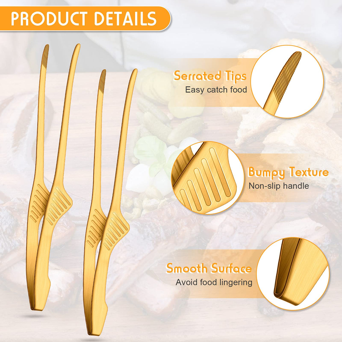 Patelai Stainless Steel Korean BBQ Tongs with Stand