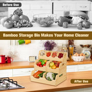 MTGSTOCL Stackable Bamboo Potato & Onion Storage Bin with Rack