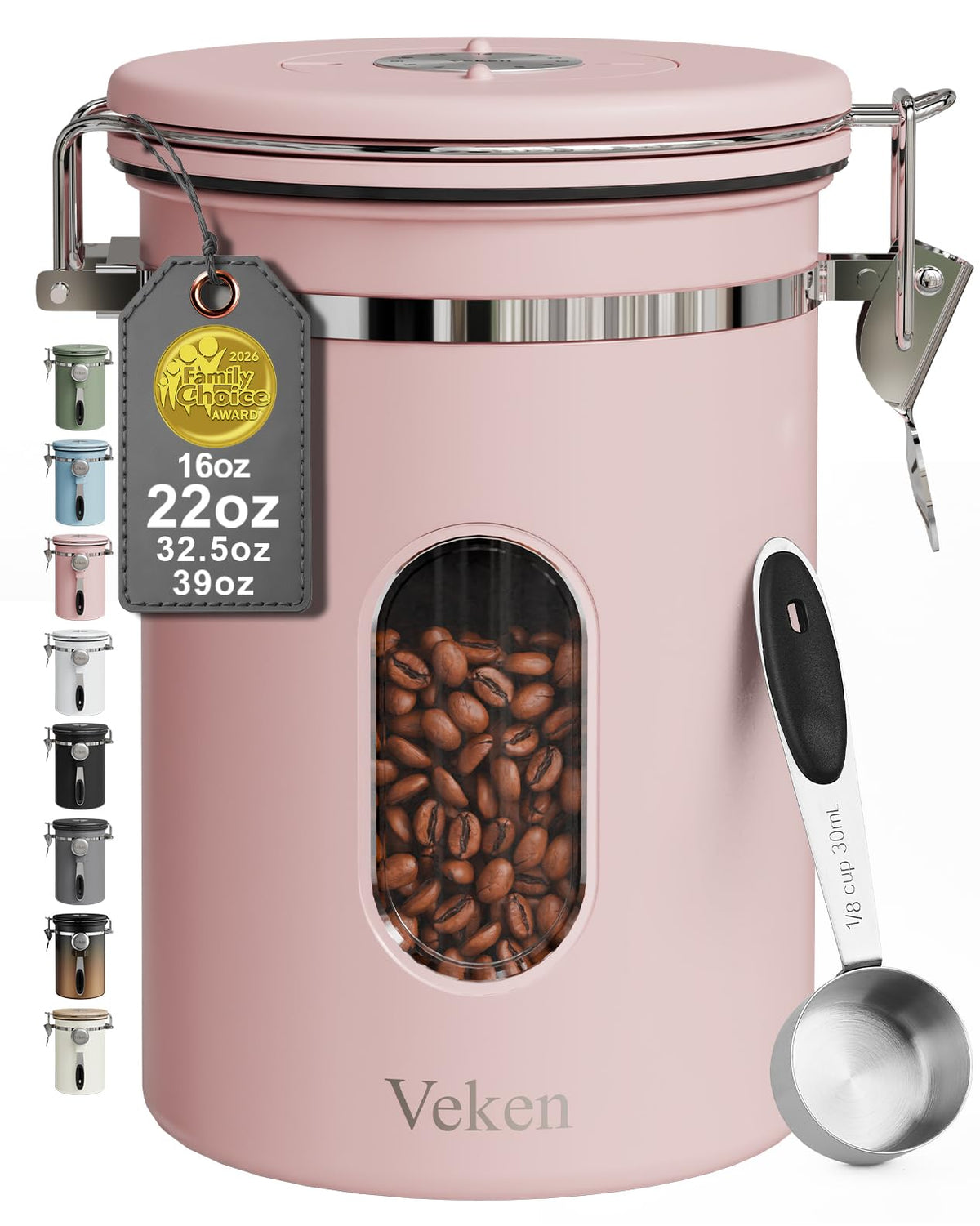 Veken Airtight Stainless Steel Coffee Canister with Scoop