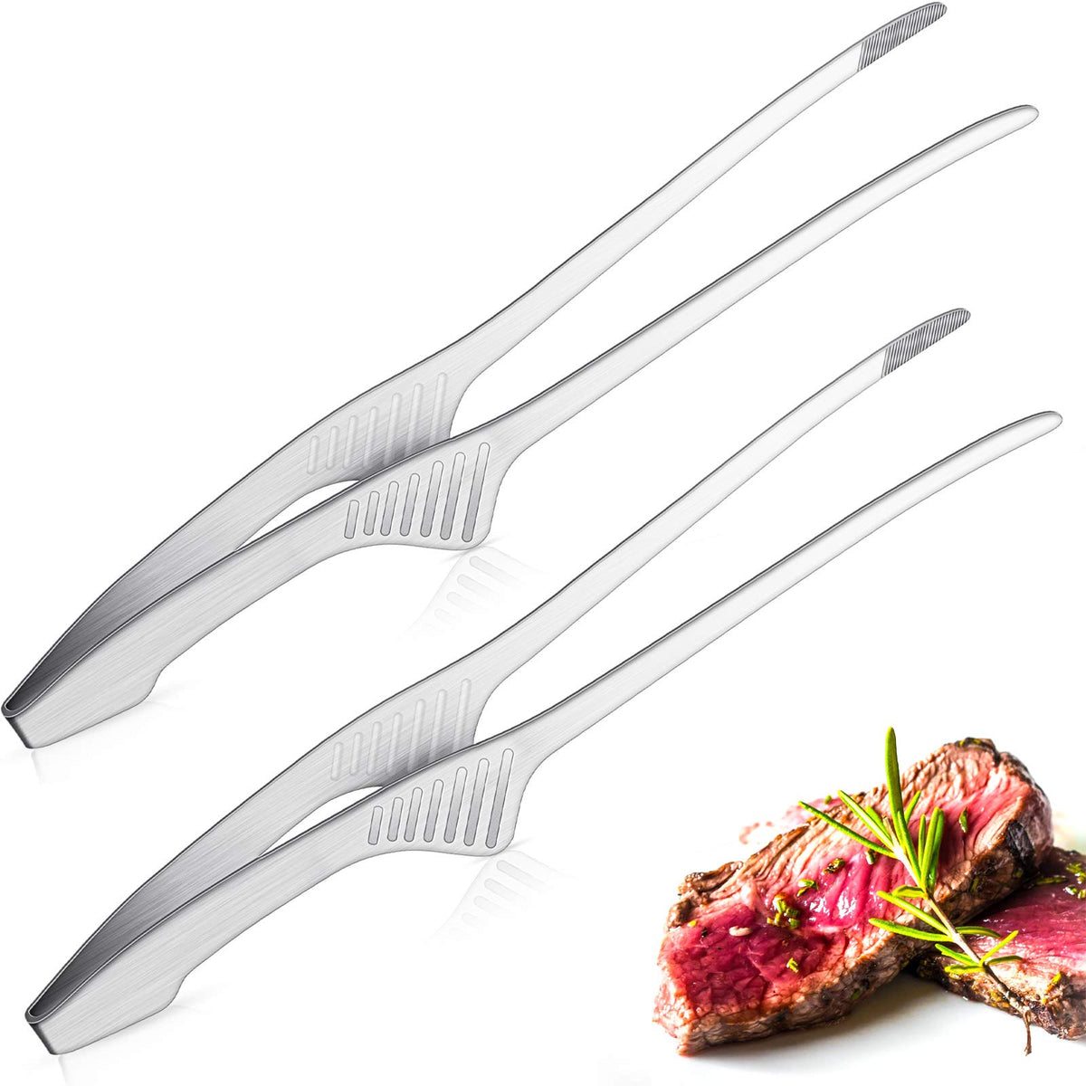Patelai Stainless Steel Korean BBQ Tongs with Stand