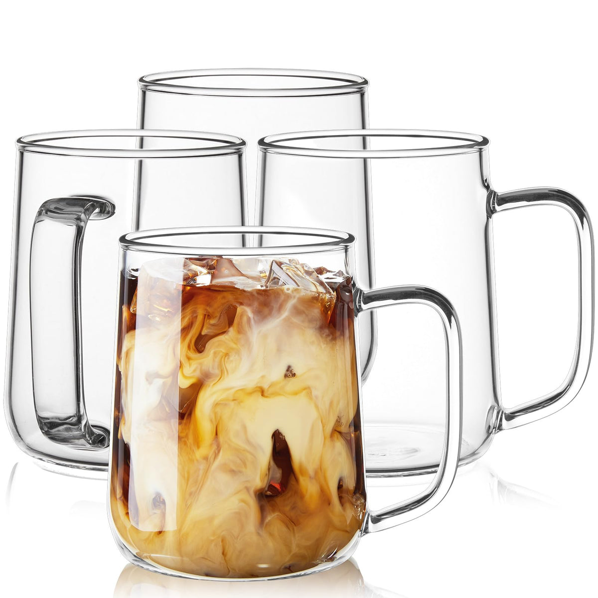 ZMZKKLL Clear Glass Coffee Mugs for Hot & Cold Drinks