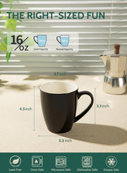 Sweese 16 oz Porcelain Coffee Mugs for Latte & Tea
