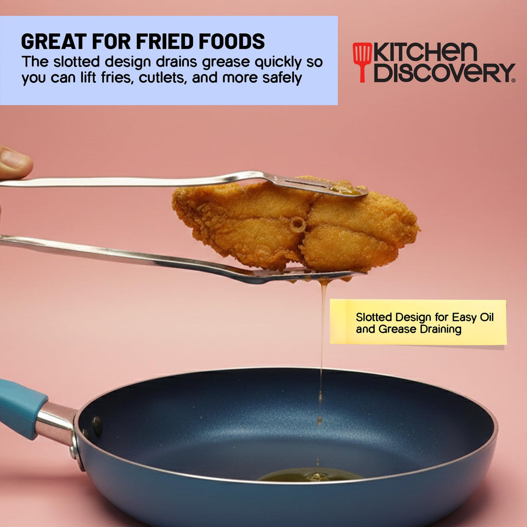 Kitchen Discovery Spatula Tongs for Flipping & Serving