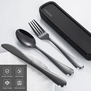 Portable Stainless Steel Camping Flatware Set with Case