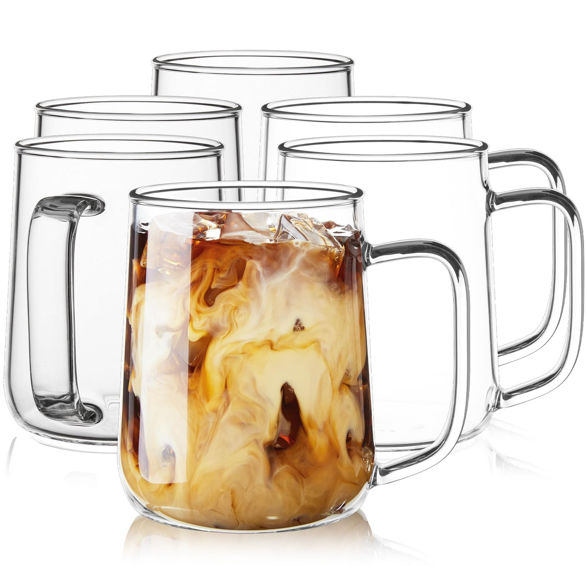 ZMZKKLL Clear Glass Coffee Mugs for Hot & Cold Drinks