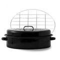 18-Inch Oval Enamel Roasting Pan with Lid & Rack