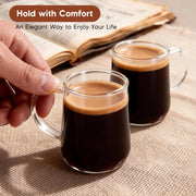 ZMZKKLL Clear Glass Coffee Mugs for Hot & Cold Drinks