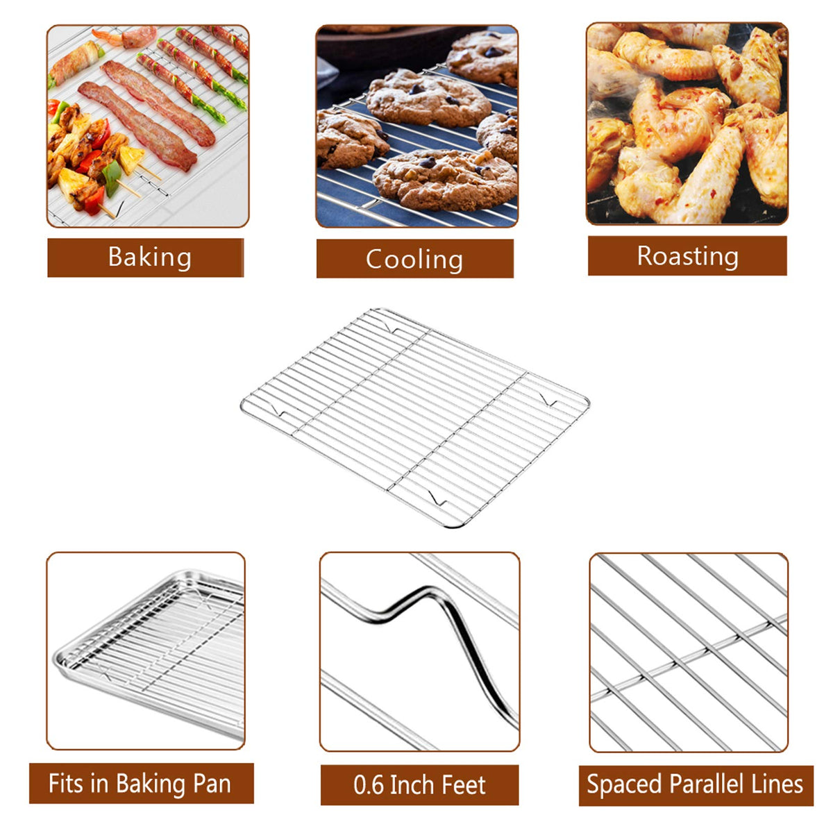 P&P CHEF Stainless Steel Roasting Pan with Racks for Turkey