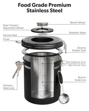 Veken Airtight Stainless Steel Coffee Canister with Scoop