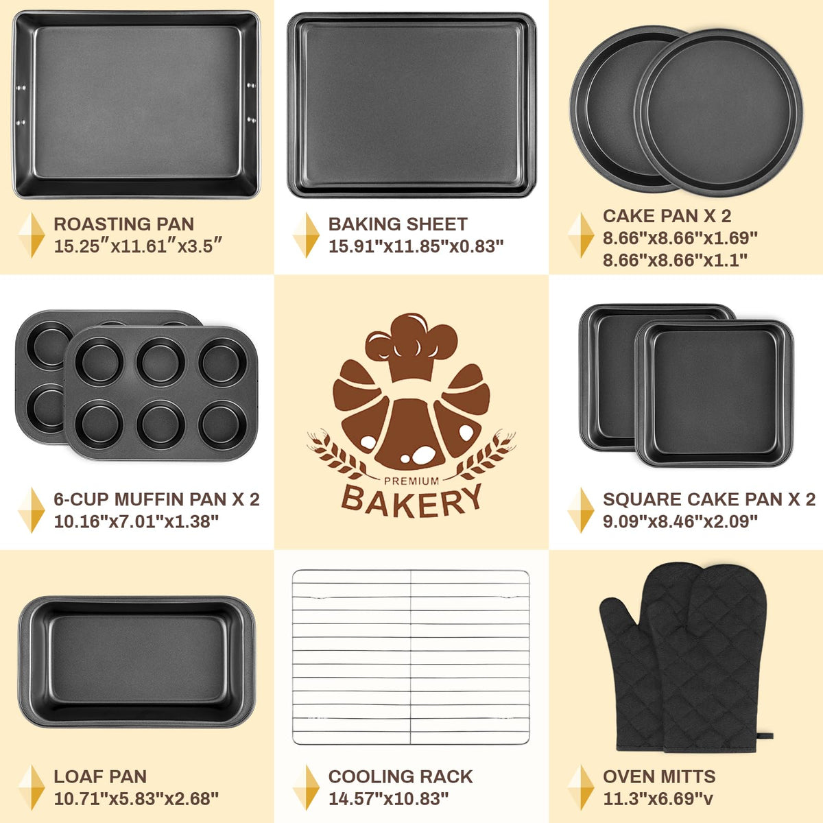 Gymdin 12-Piece Nonstick Carbon Steel Bakeware Set
