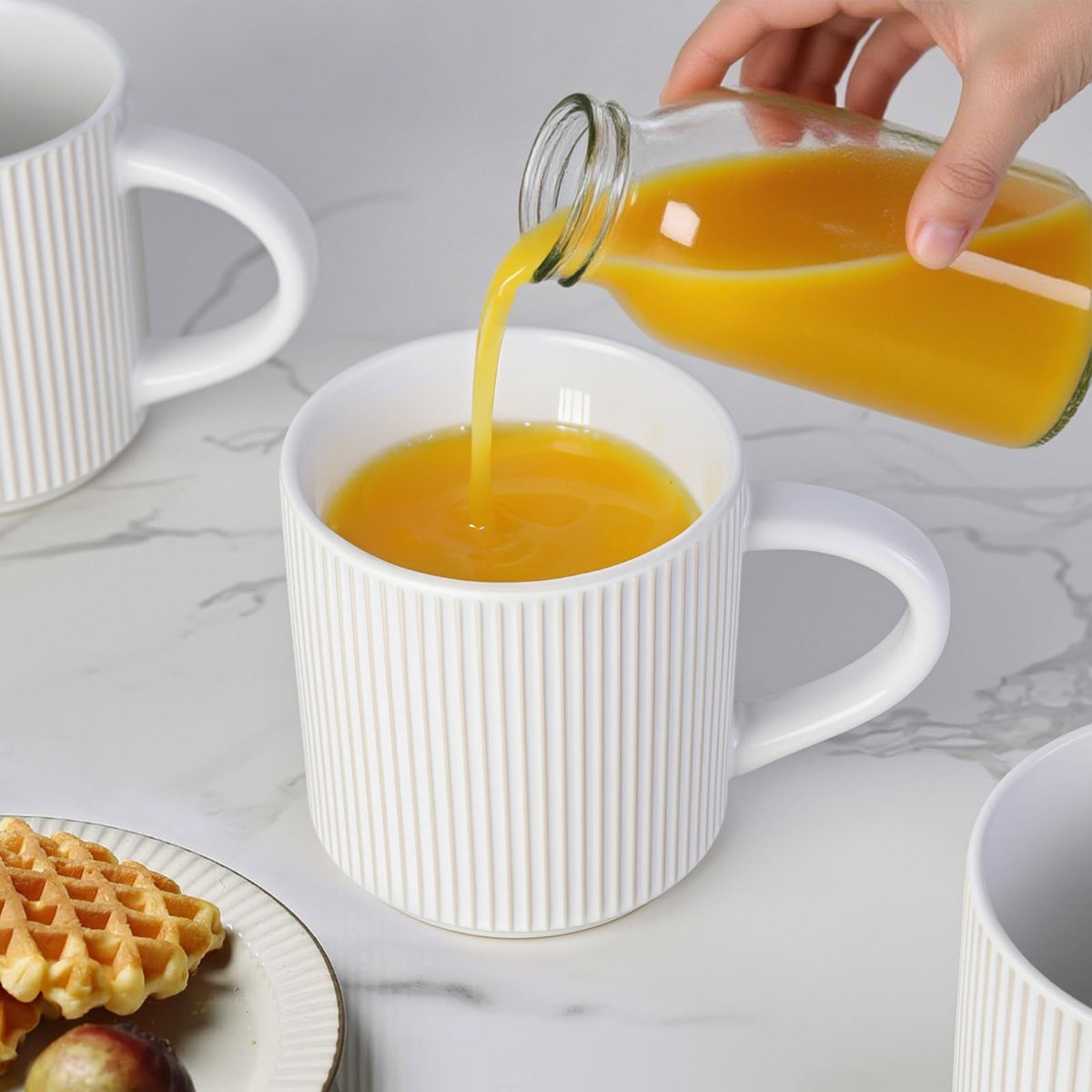 DeeCoo 12 oz Matte White Stoneware Coffee Mugs, Set of 4