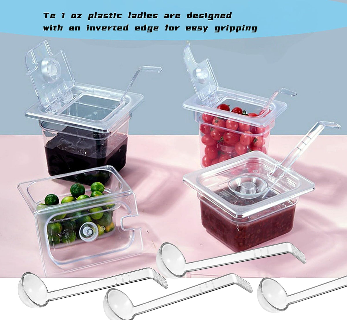 12-Piece Clear Plastic Ladle & Tongs Serving Set