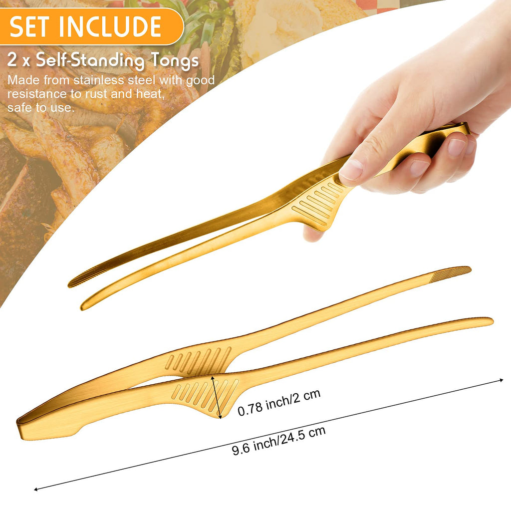 Patelai Stainless Steel Korean BBQ Tongs with Stand