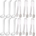 12-Piece Clear Plastic Ladle & Tongs Serving Set