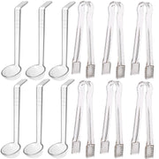 12-Piece Clear Plastic Ladle & Tongs Serving Set