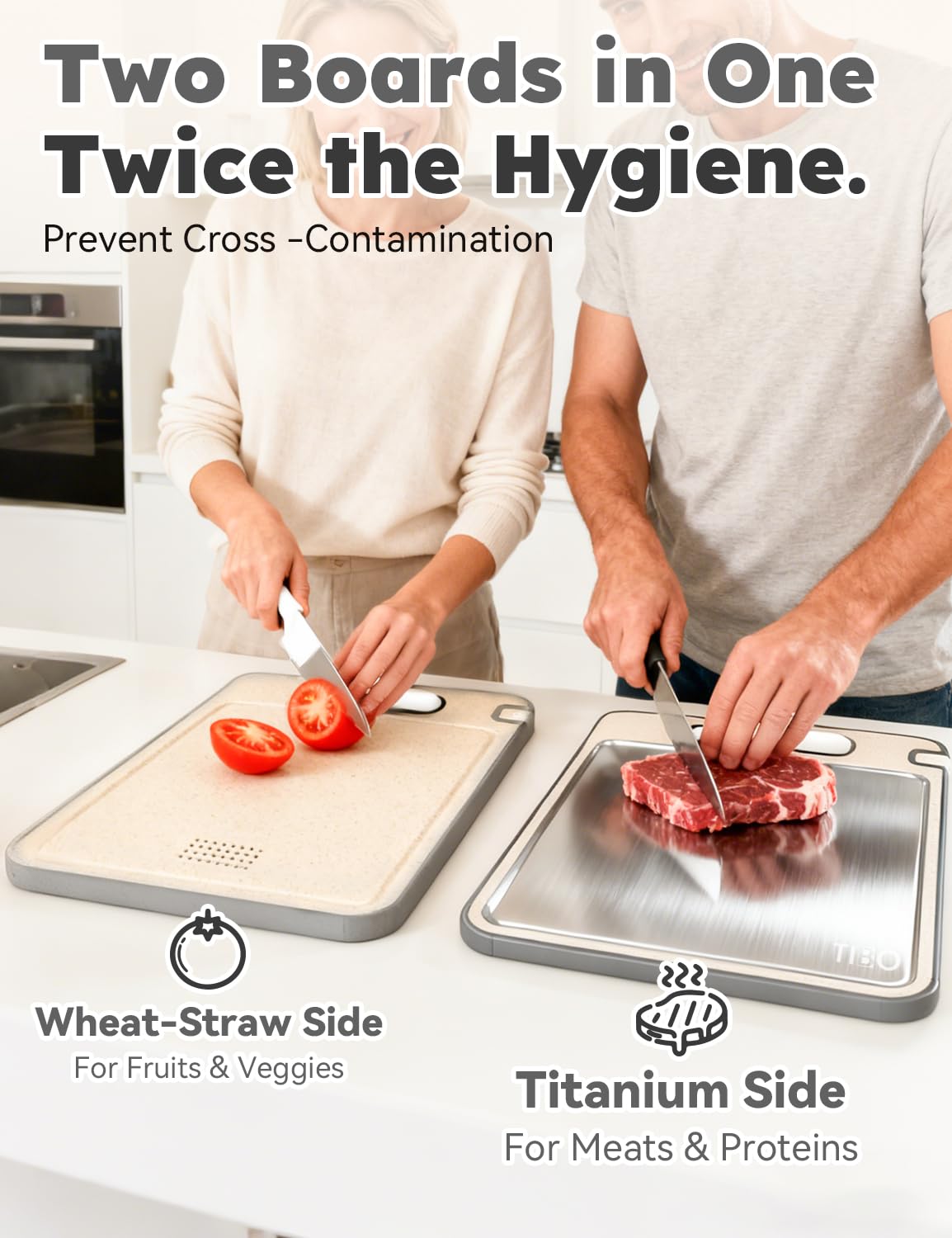 TIBO Titanium Cutting Board with Built-In Knife Sharpener
